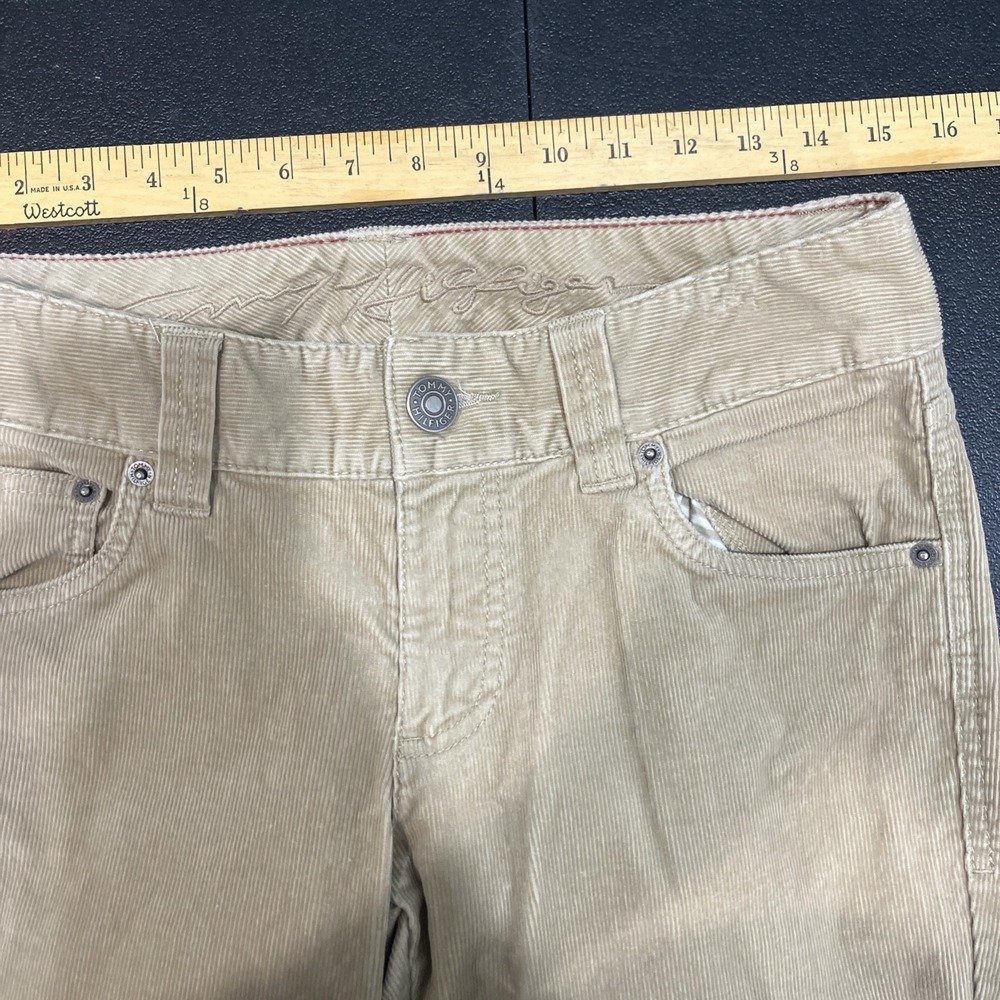 Tommy Hilfiger Tan Corduroy Bootcut Pants Womens 2 Khaki Academia 90s Y2K Earthy - Picture 4 of 9